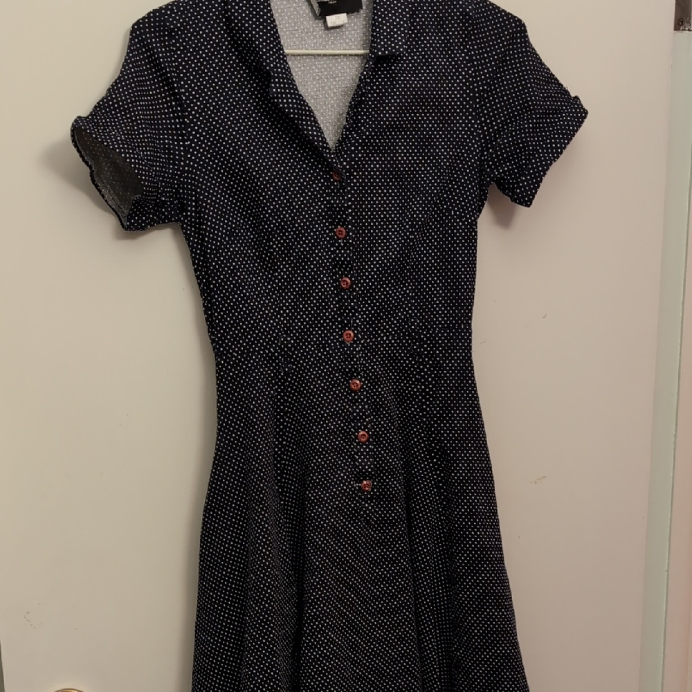 Collectif Navy Polka Dot Midi Dress